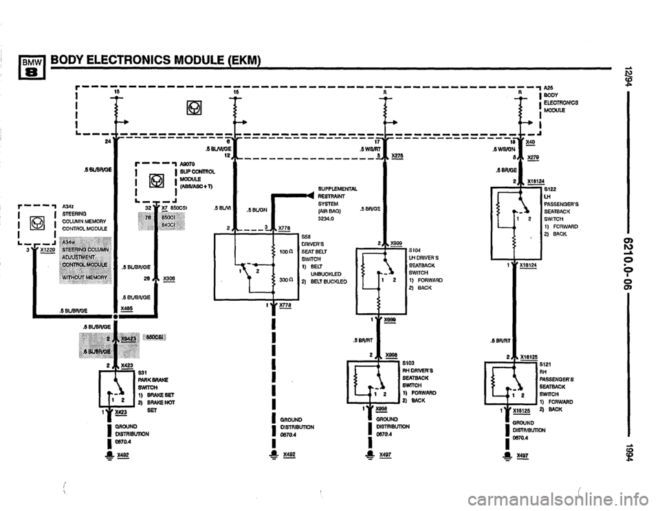 BMW 850csi 1994 E31 Electrical Troubleshooting Manual 