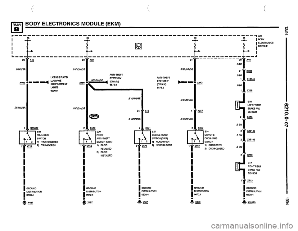 BMW 850csi 1994 E31 Electrical Troubleshooting Manual 
