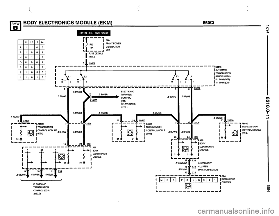 BMW 850csi 1994 E31 Electrical Troubleshooting Manual 
