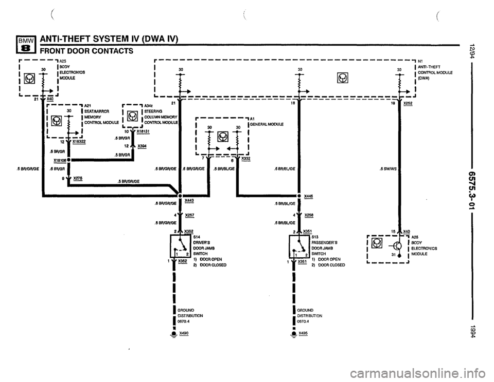 BMW 850csi 1994 E31 Electrical Troubleshooting Manual 