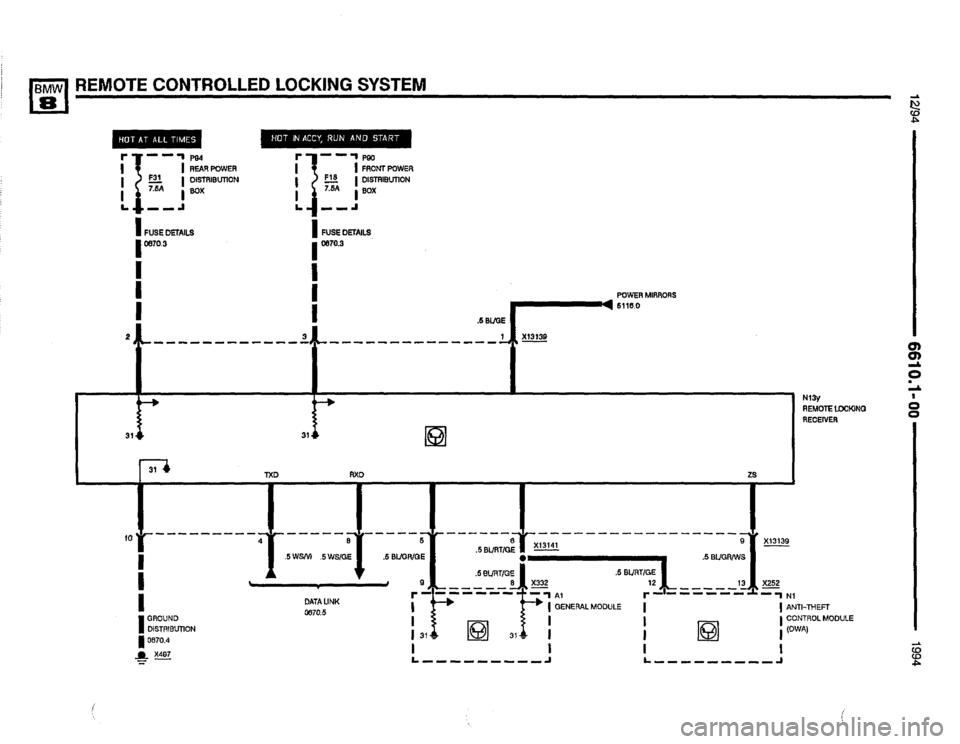 BMW 850csi 1994 E31 Electrical Troubleshooting Manual 