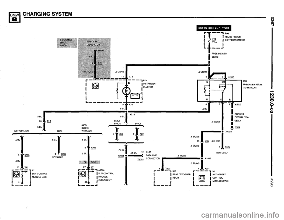 BMW 850csi 1995 E31 Electrical Troubleshooting Manual 