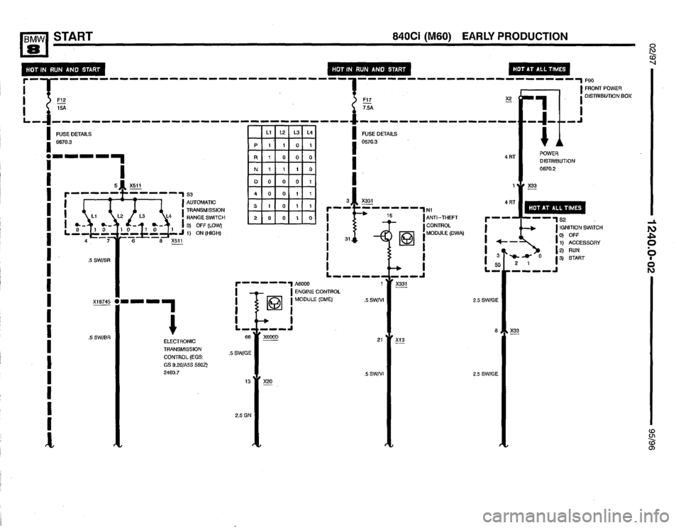 BMW 850csi 1995 E31 Electrical Troubleshooting Manual 