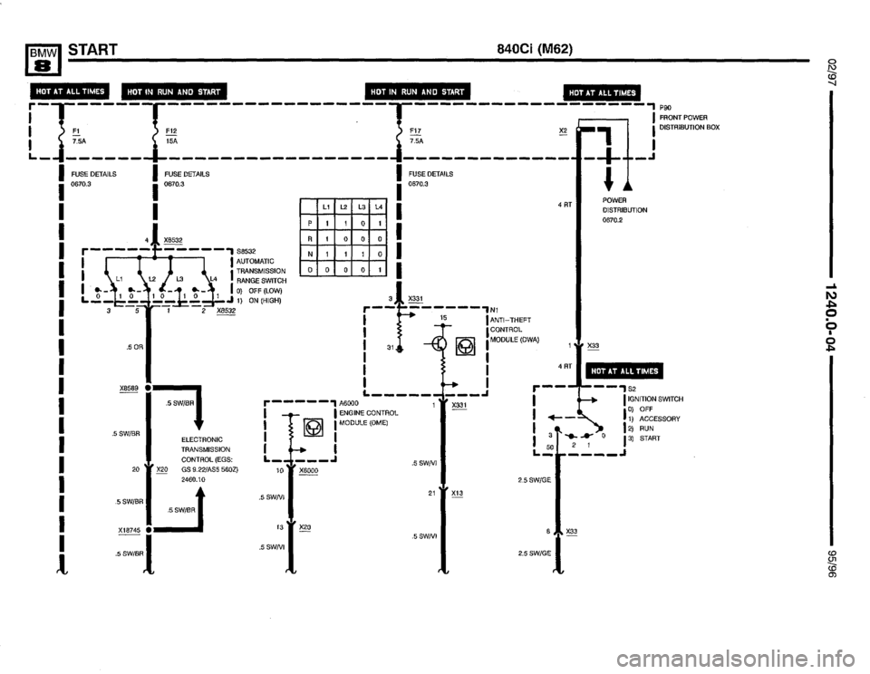 BMW 850csi 1995 E31 Electrical Troubleshooting Manual 