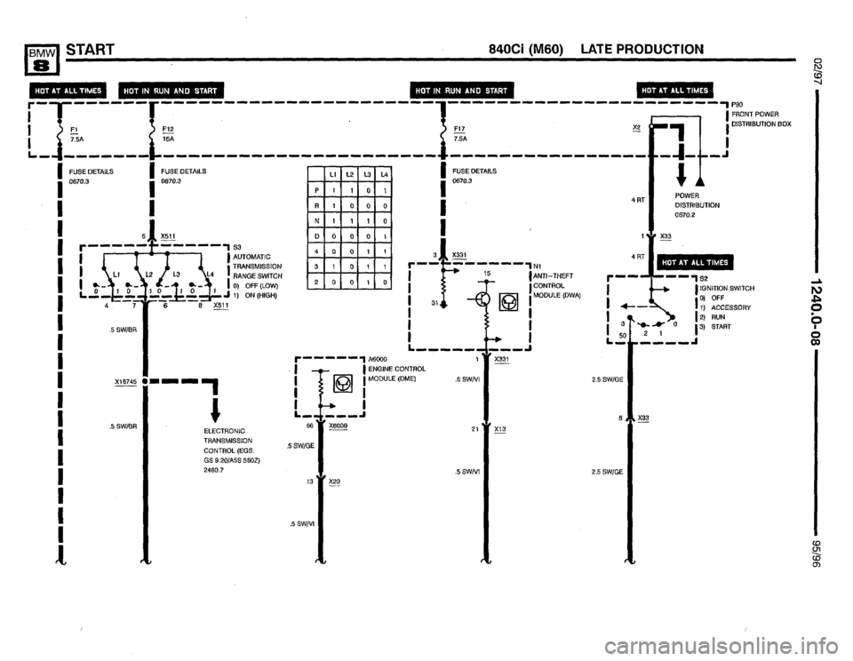 BMW 850csi 1995 E31 Electrical Troubleshooting Manual 