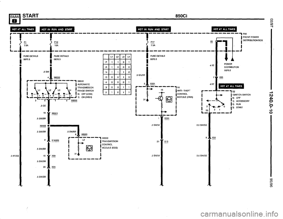 BMW 850csi 1995 E31 Electrical Troubleshooting Manual 
