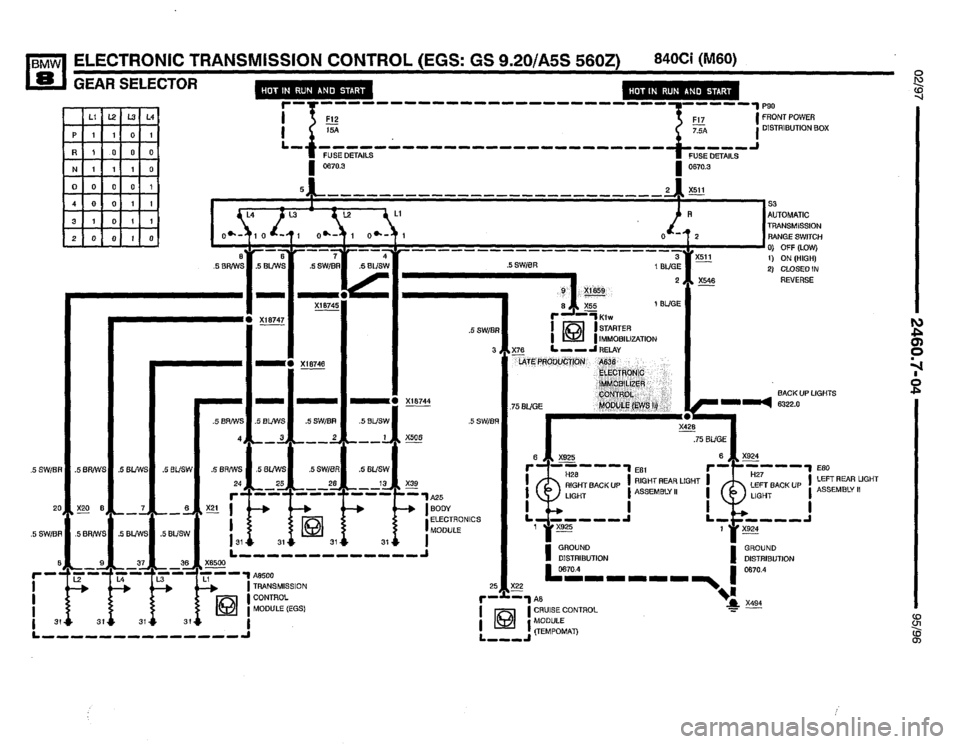 BMW 850csi 1995 E31 Electrical Troubleshooting Manual 
