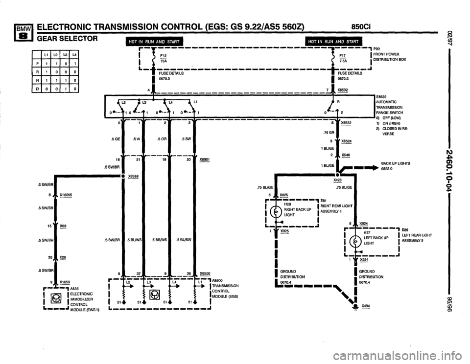 BMW 850csi 1995 E31 Electrical Troubleshooting Manual 