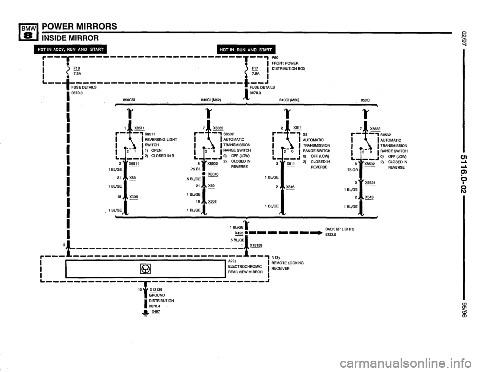 BMW 850csi 1995 E31 Electrical Troubleshooting Manual 