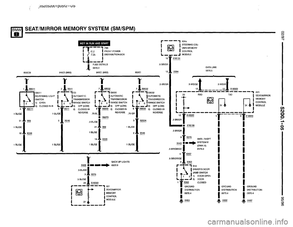 BMW 850csi 1995 E31 Electrical Troubleshooting Manual 