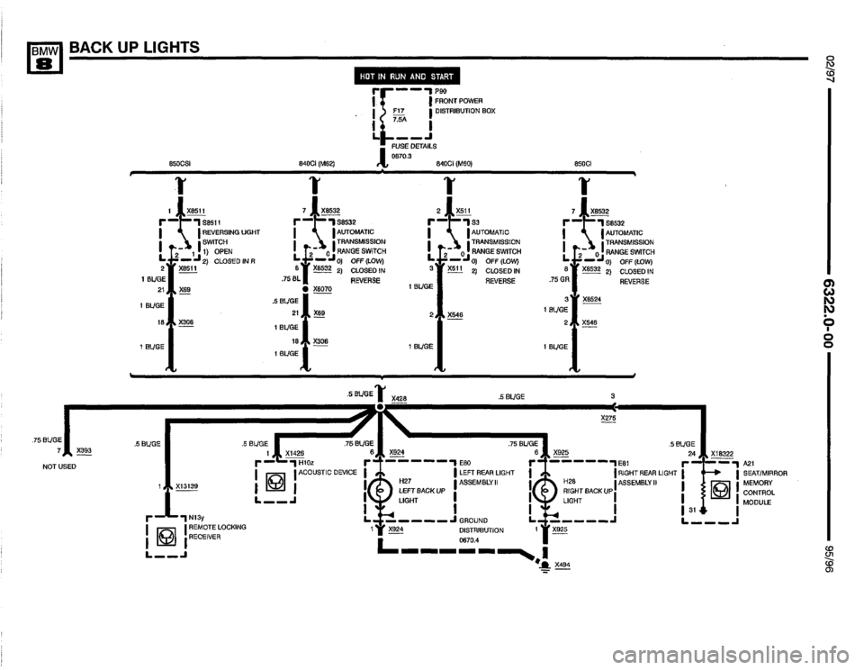 BMW 850csi 1995 E31 Electrical Troubleshooting Manual 