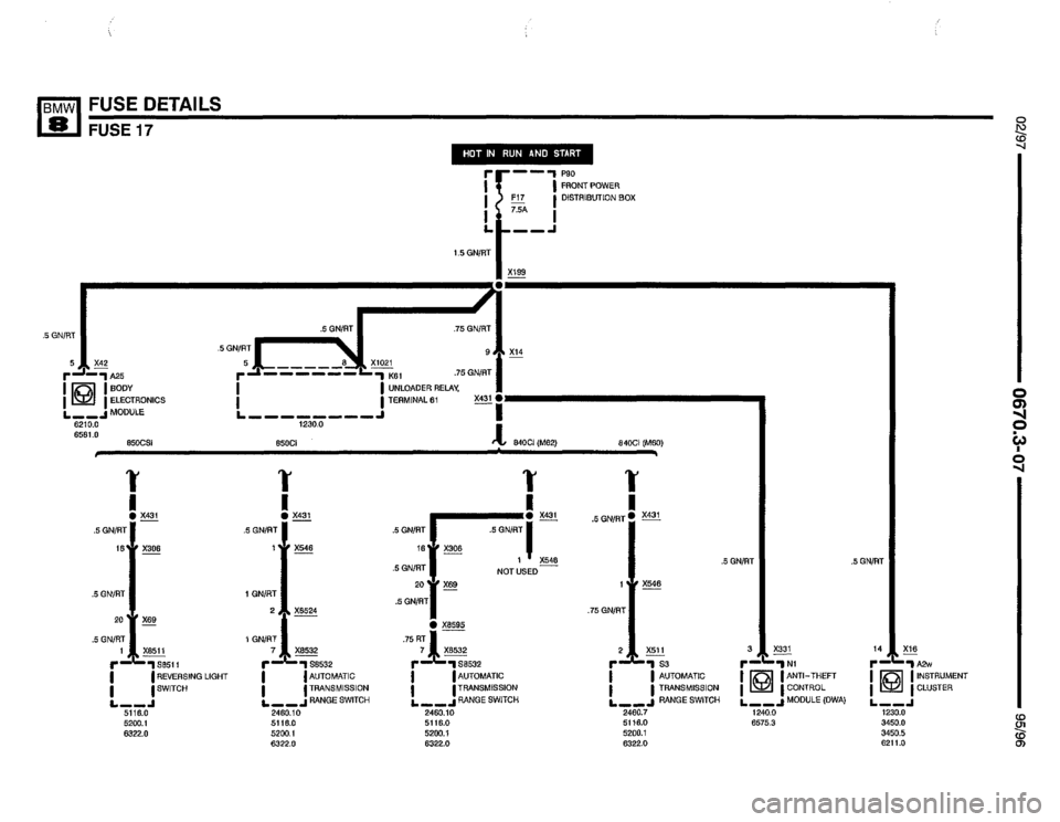 BMW 850csi 1995 E31 Electrical Troubleshooting Manual 