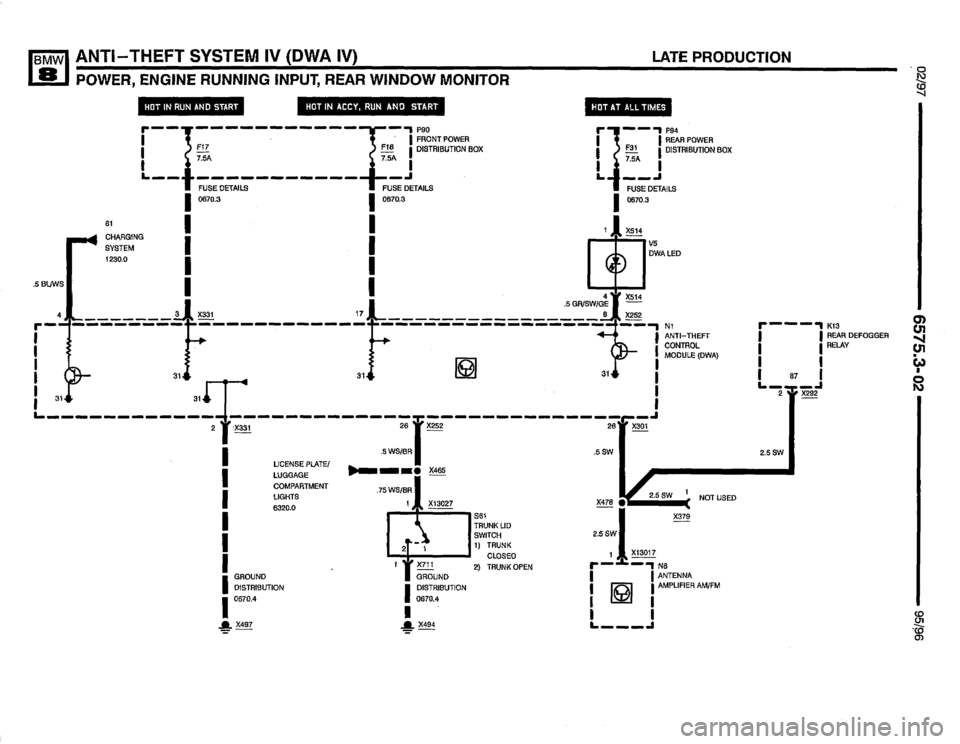 BMW 850csi 1995 E31 Electrical Troubleshooting Manual 