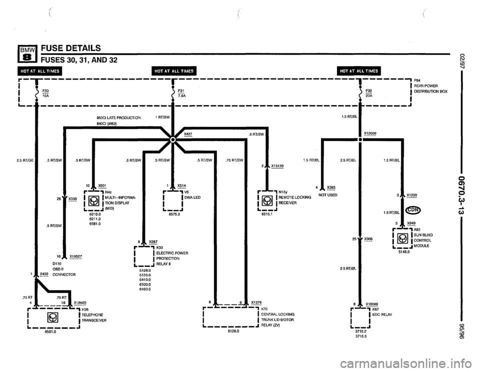 BMW 850csi 1995 E31 Electrical Troubleshooting Manual 