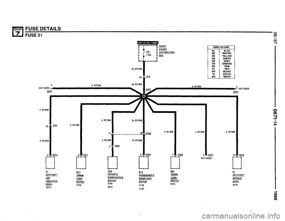 BMW 735i 1987 E32 Electrical Troubleshooting Manual 