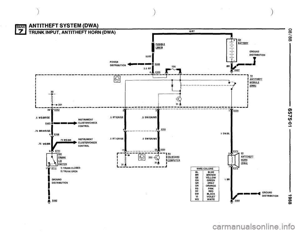 BMW 735i 1988 E32 Electrical Troubleshooting Manual 