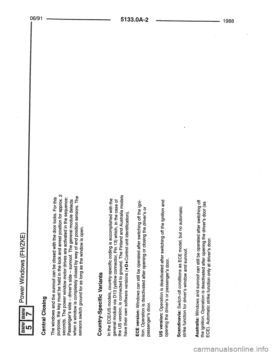 BMW 7 SERIES 1988 E32 Electrical Troubleshooting Manual 
