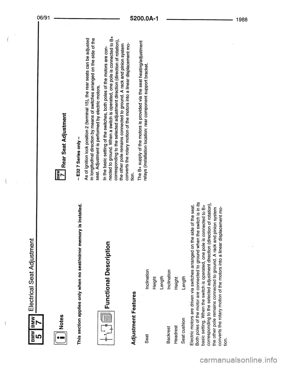 BMW 7 SERIES 1988 E32 Electrical Troubleshooting Manual 