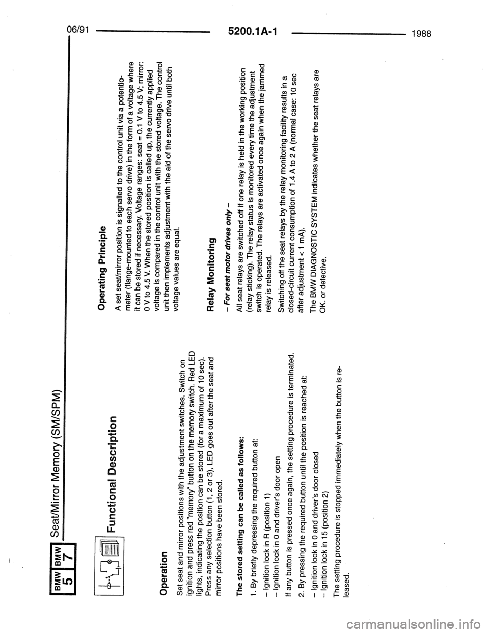 BMW 7 SERIES 1988 E32 Electrical Troubleshooting Manual 