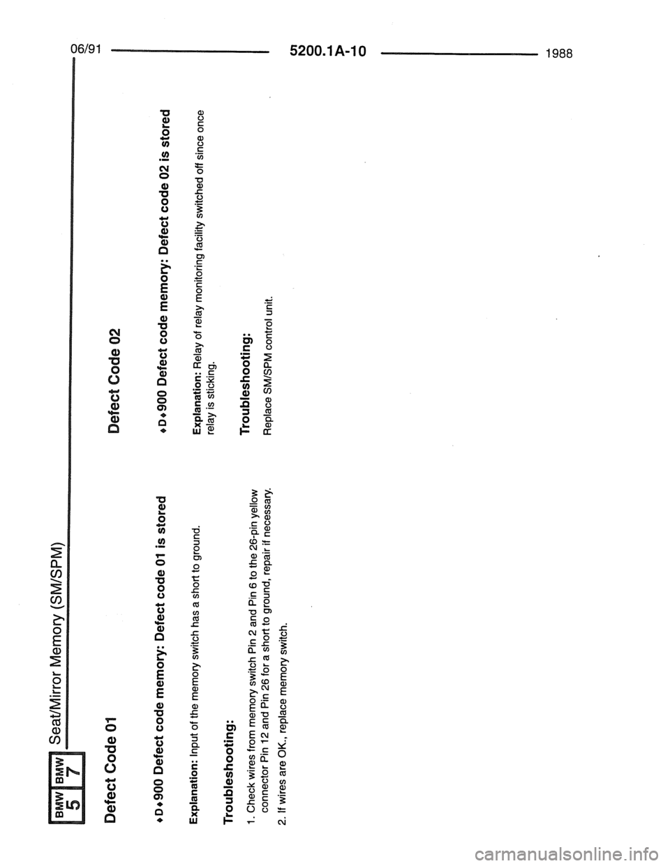 BMW 7 SERIES 1988 E32 Electrical Troubleshooting Manual 