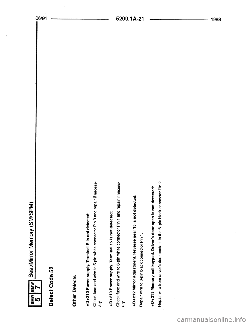BMW 7 SERIES 1988 E32 Electrical Troubleshooting Manual 