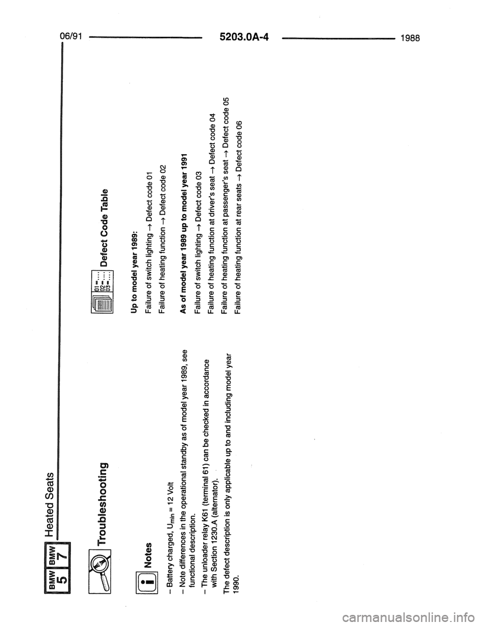 BMW 7 SERIES 1988 E32 Electrical Troubleshooting Manual 