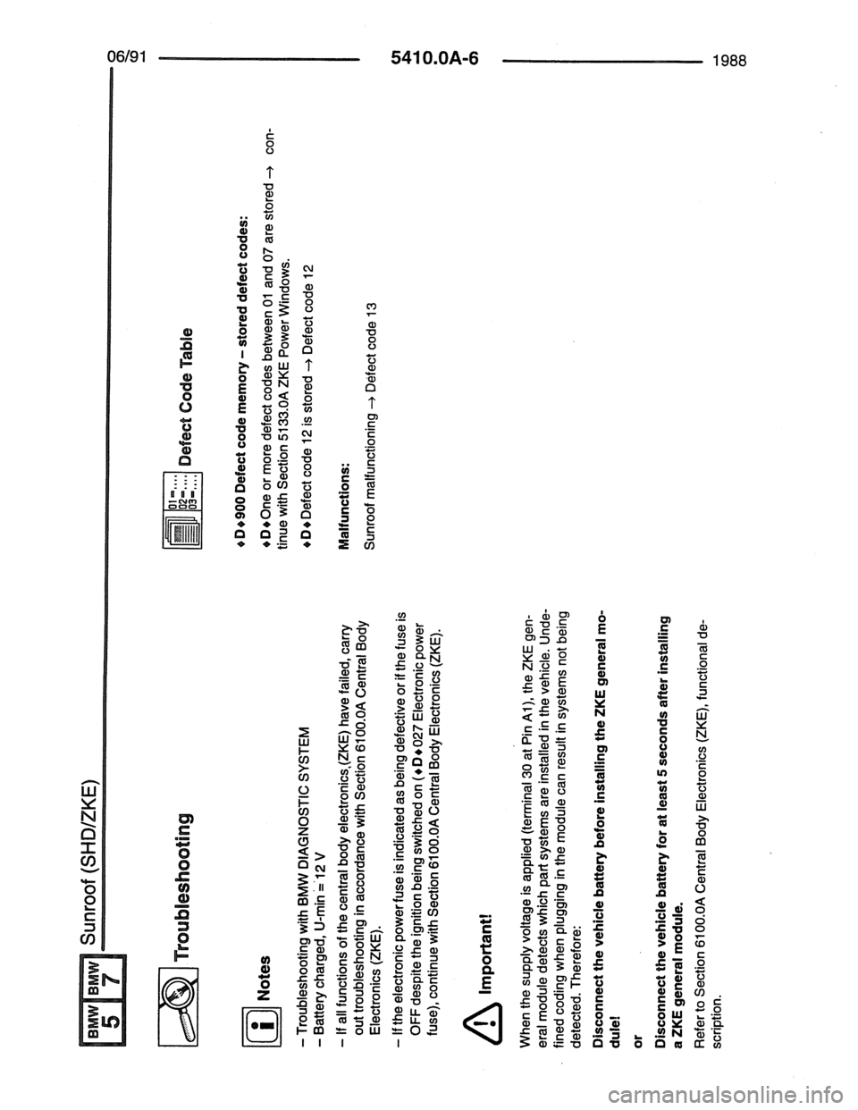 BMW 7 SERIES 1988 E32 Electrical Troubleshooting Manual 