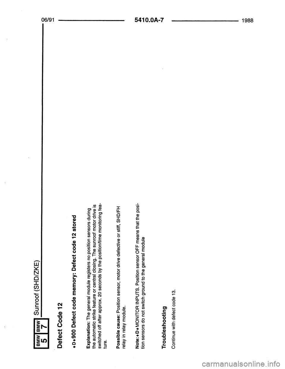 BMW 7 SERIES 1988 E32 Electrical Troubleshooting Manual 