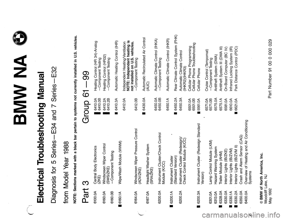 BMW 7 SERIES 1988 E32 Electrical Troubleshooting Manual 