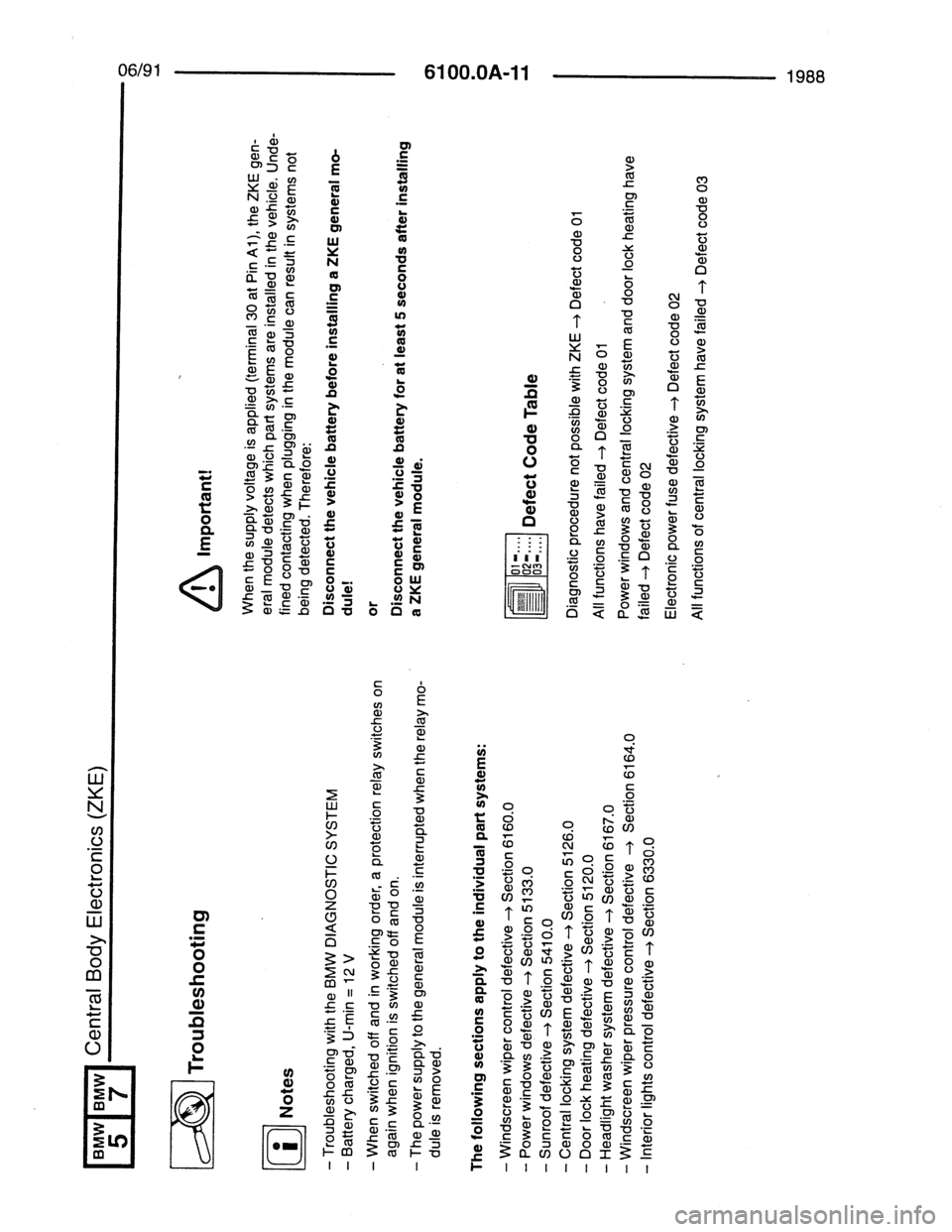 BMW 7 SERIES 1988 E32 Electrical Troubleshooting Manual 