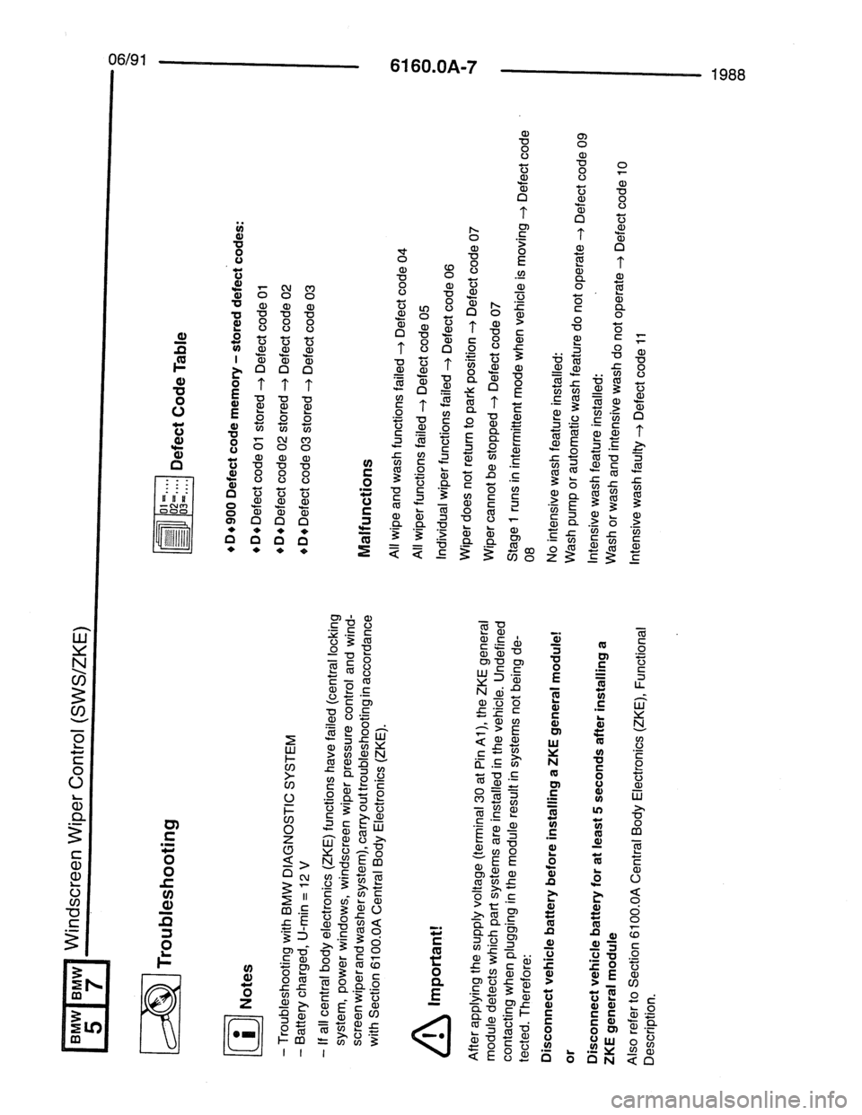 BMW 7 SERIES 1988 E32 Electrical Troubleshooting Manual 