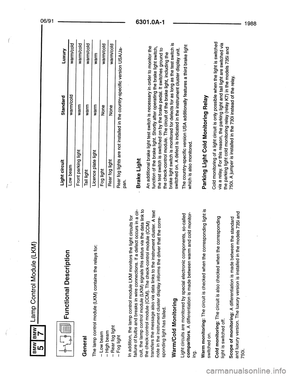 BMW 7 SERIES 1988 E32 Electrical Troubleshooting Manual 