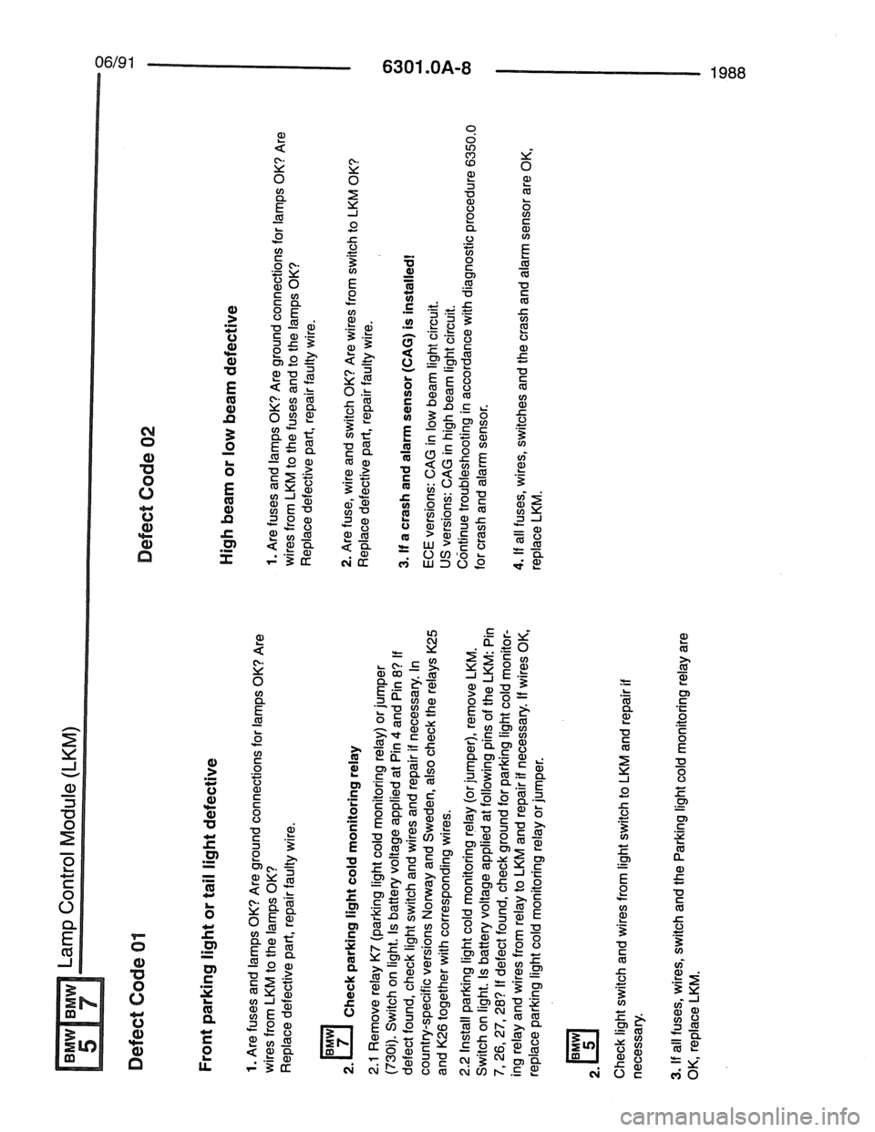 BMW 7 SERIES 1988 E32 Electrical Troubleshooting Manual 