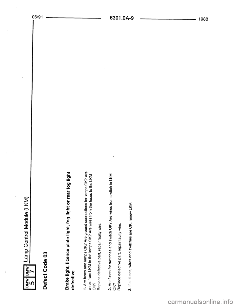 BMW 7 SERIES 1988 E32 Electrical Troubleshooting Manual 