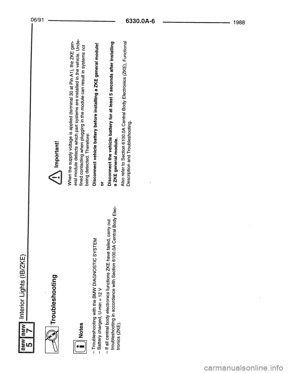BMW 7 SERIES 1988 E32 Electrical Troubleshooting Manual 