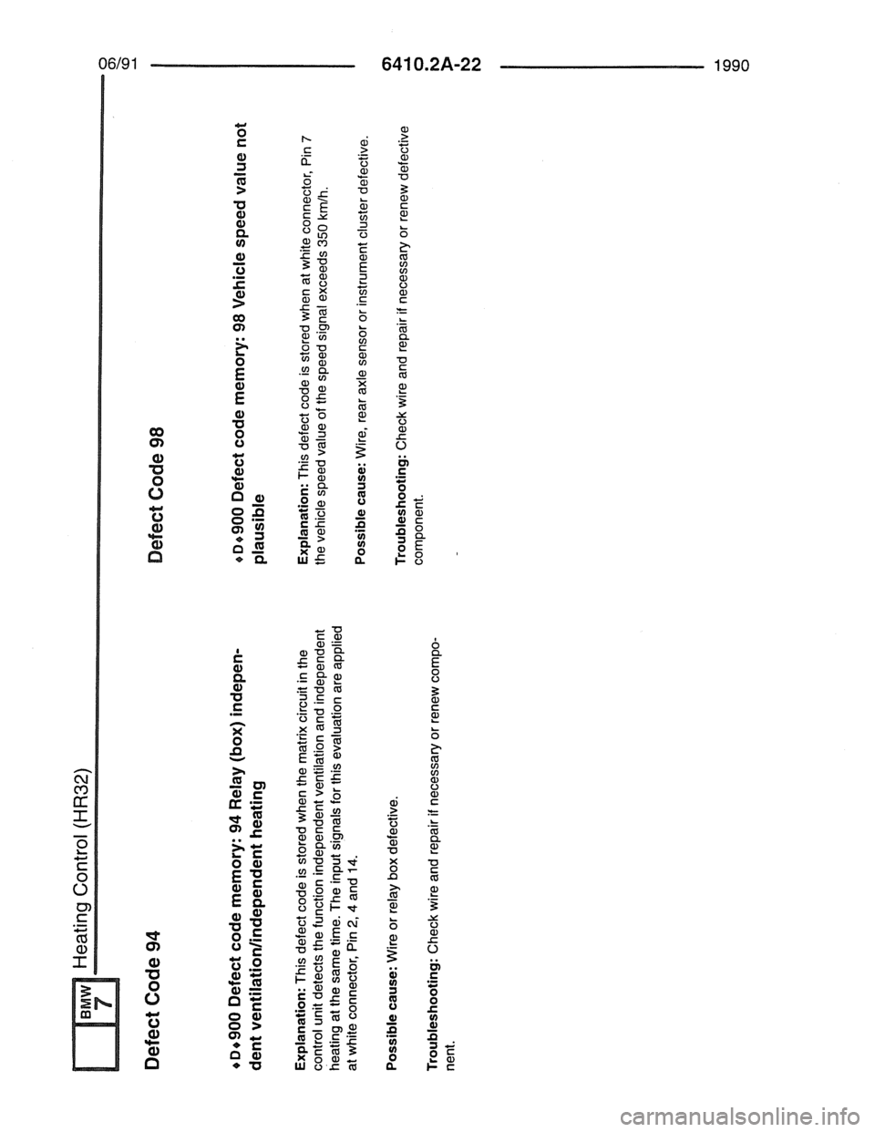 BMW 7 SERIES 1988 E32 Electrical Troubleshooting Manual 