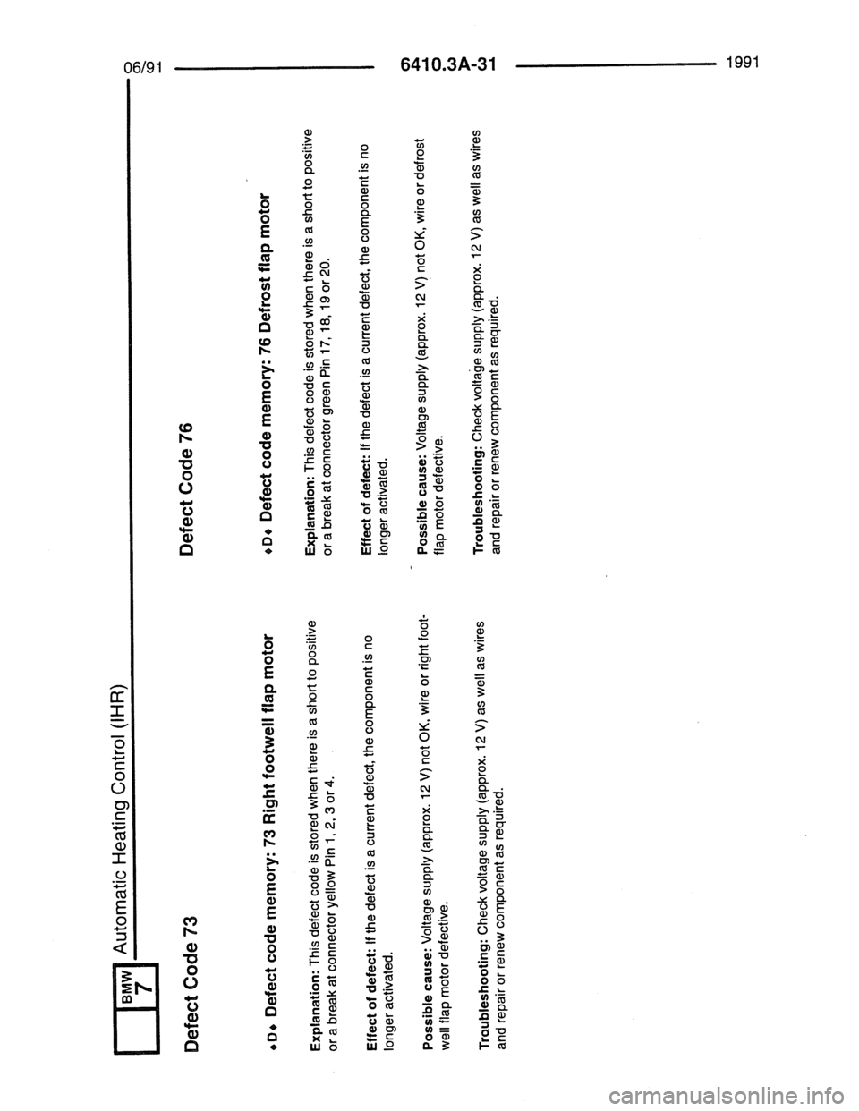 BMW 7 SERIES 1988 E32 Electrical Troubleshooting Manual 