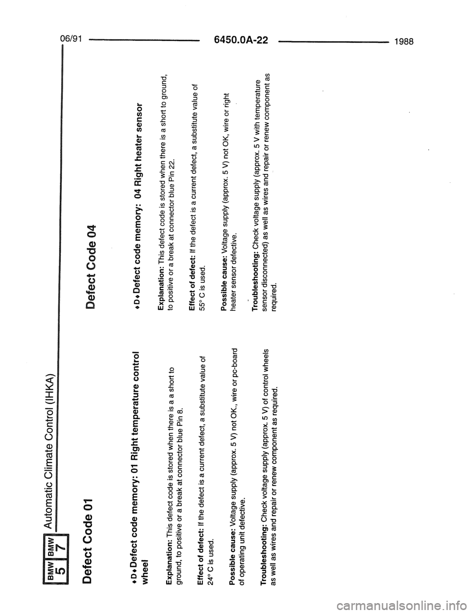 BMW 7 SERIES 1988 E32 Electrical Troubleshooting Manual 
