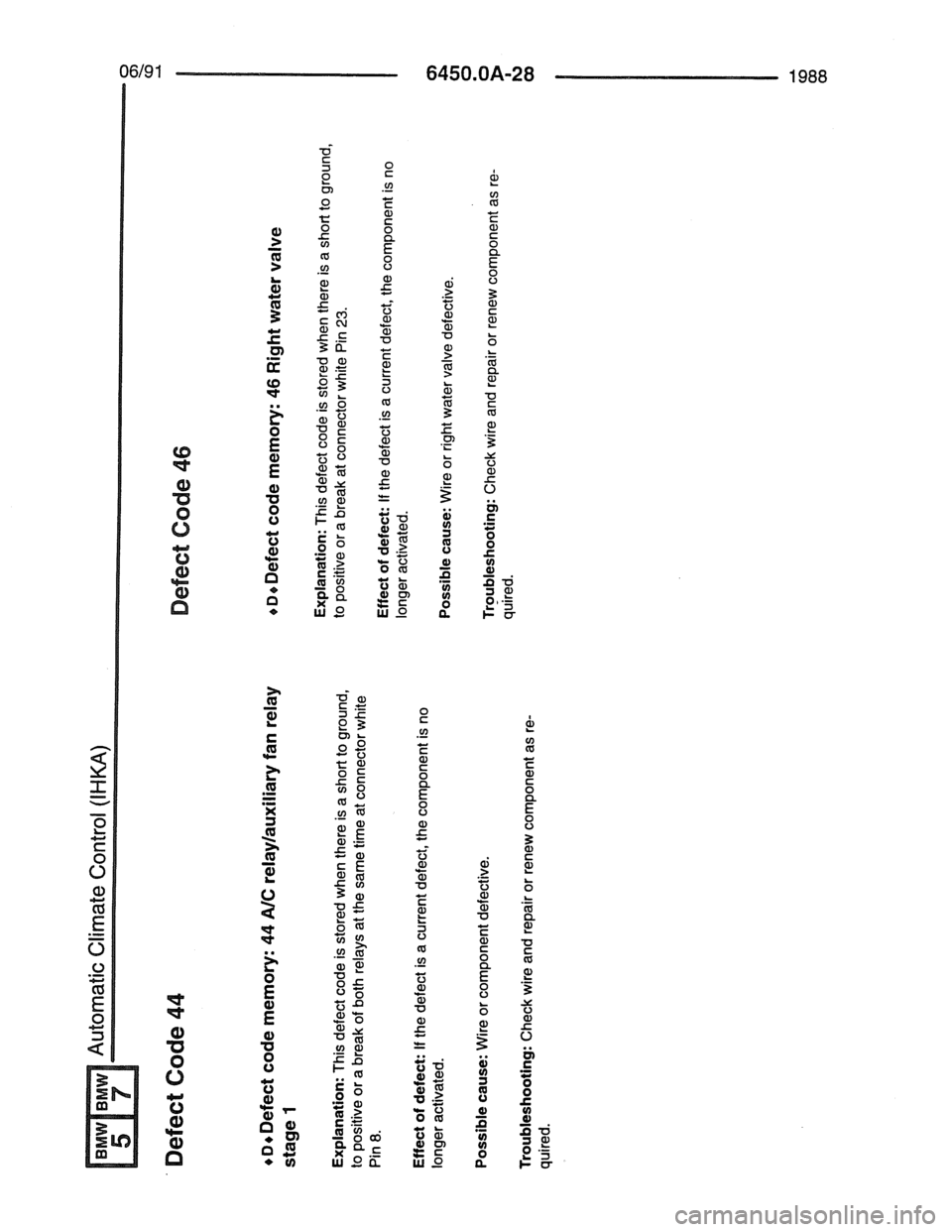 BMW 7 SERIES 1988 E32 Electrical Troubleshooting Manual 
