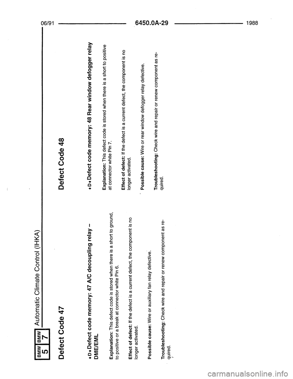 BMW 7 SERIES 1988 E32 Electrical Troubleshooting Manual 