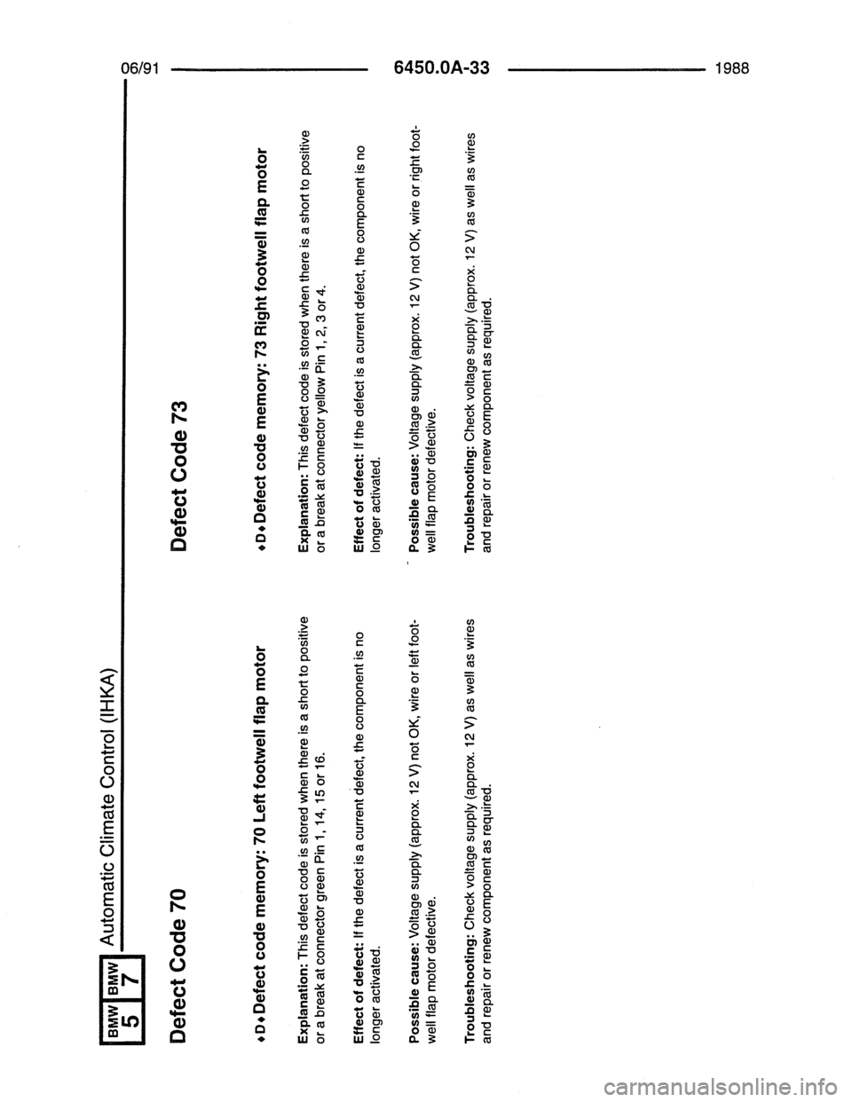 BMW 7 SERIES 1988 E32 Electrical Troubleshooting Manual 