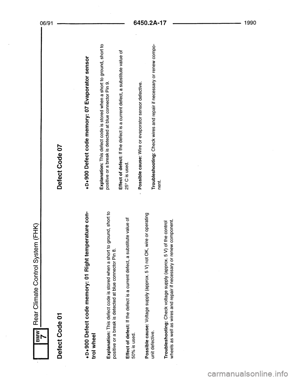 BMW 7 SERIES 1988 E32 Electrical Troubleshooting Manual 