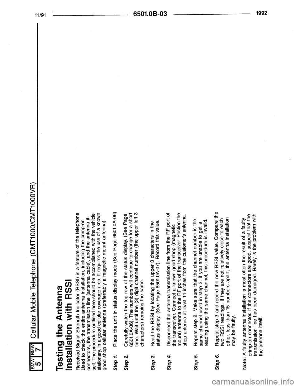 BMW 7 SERIES 1988 E32 Electrical Troubleshooting Manual 