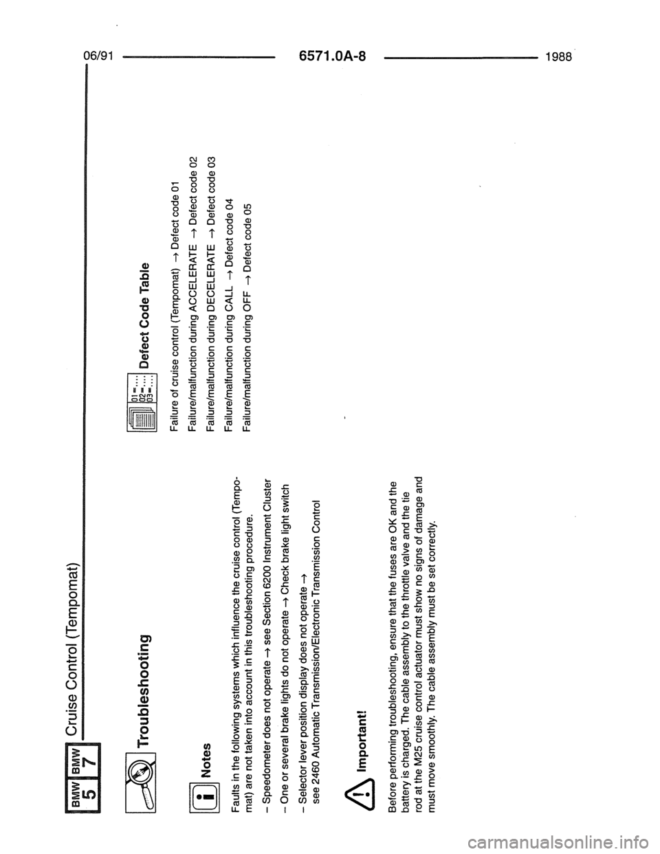 BMW 7 SERIES 1988 E32 Electrical Troubleshooting Manual 