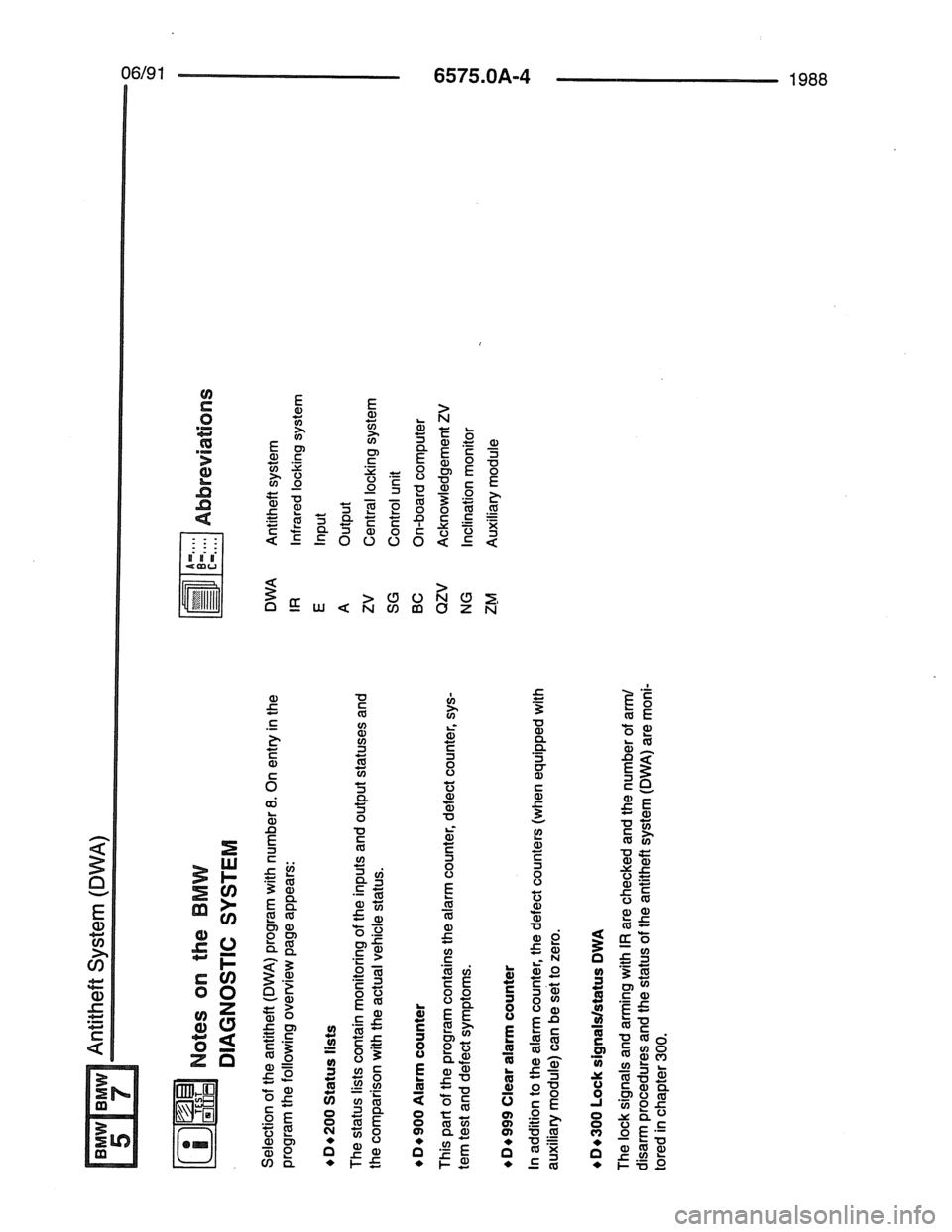 BMW 7 SERIES 1988 E32 Electrical Troubleshooting Manual 