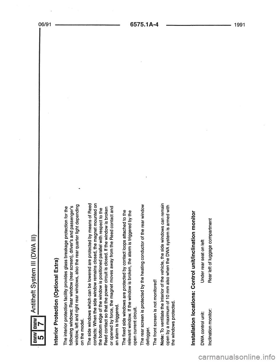 BMW 7 SERIES 1988 E32 Electrical Troubleshooting Manual 