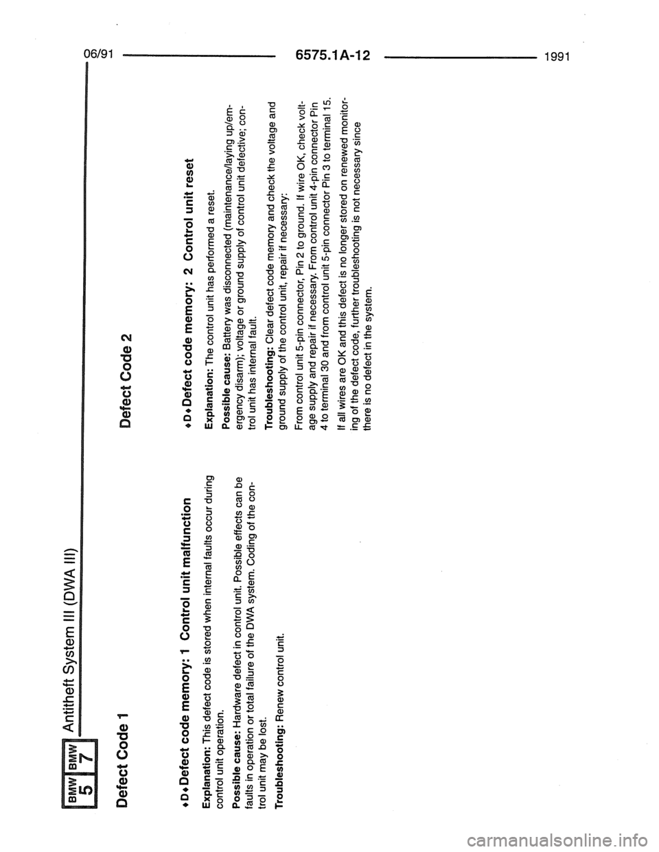 BMW 7 SERIES 1988 E32 Electrical Troubleshooting Manual 