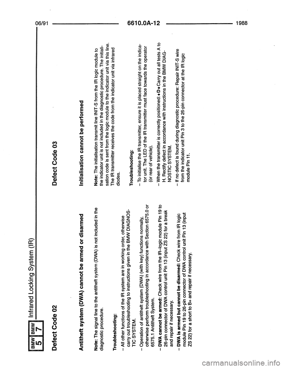 BMW 7 SERIES 1988 E32 Electrical Troubleshooting Manual 