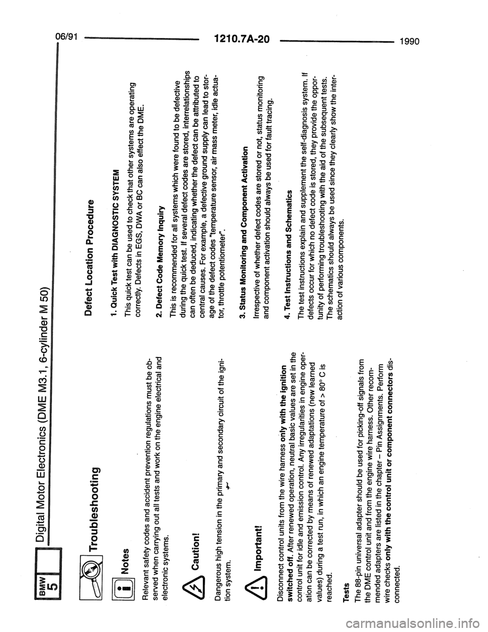 BMW 7 SERIES 1988 E32 Electrical Troubleshooting Manual 
