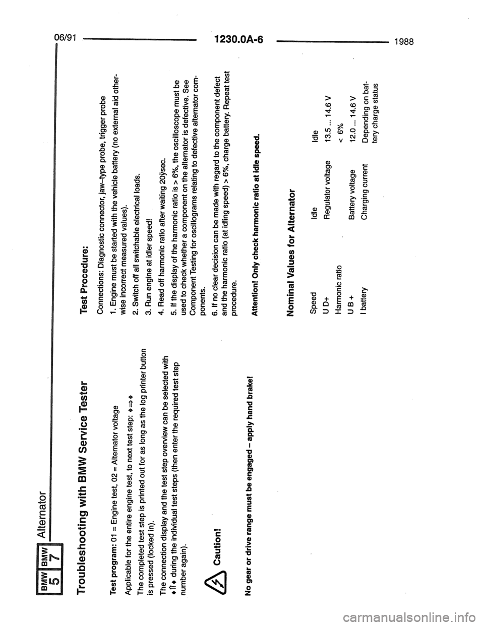 BMW 7 SERIES 1988 E32 Electrical Troubleshooting Manual 